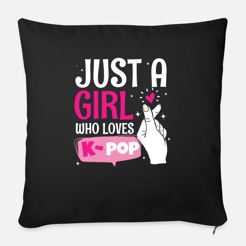 K Pop Mädchen Das Kpop Liebt - Sofakissen mit Füllung 45 x 45 cm - Schwarz