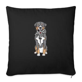 Appenzell mountain dog with cuddly toy - Sofa pillow with filling 45cm x 45cm - black - Front
