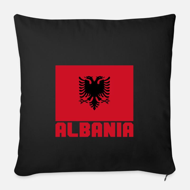 Albanie - Coussin et housse de 45 x 45 cm - noir