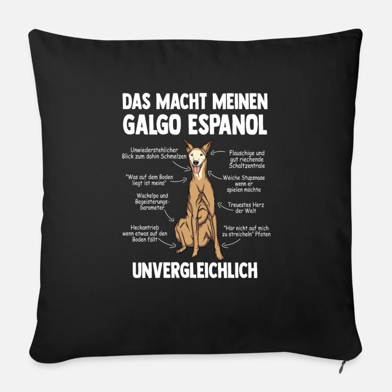 Windhund Galgo Espanol - Sofakissen mit Füllung 45 x 45 cm - Schwarz