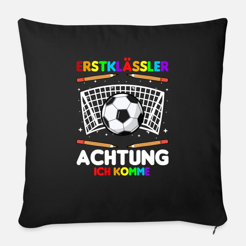 Erstklässler Schulkind Einschulung Fußball - Sofakissen mit Füllung 45 x 45 cm - Schwarz
