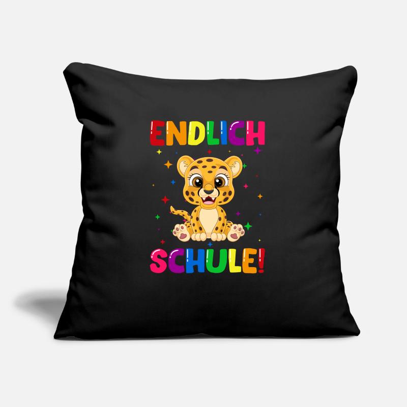 Endlich Schule Leopard Einschulung Schulkind Sofakissen mit Füllung 45 x 45 cm