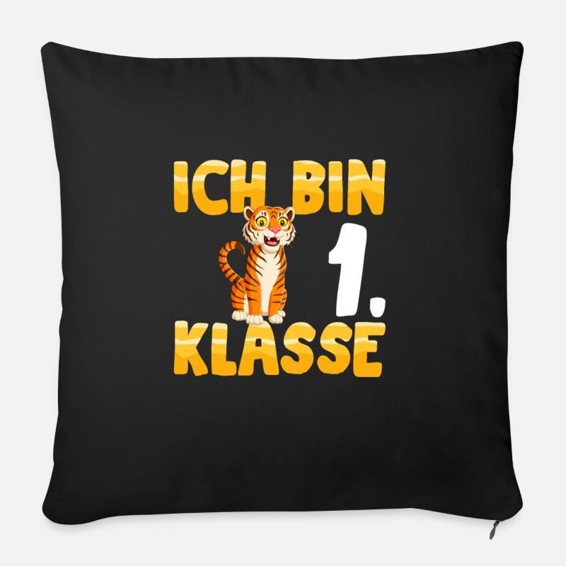 Ich bin 1. Klasse Einschulung Tiger - Sofakissen mit Füllung 45 x 45 cm - Schwarz