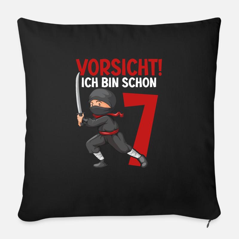 7. Kindergeburtstag Ninja - Sofakissen mit Füllung 45 x 45 cm - Schwarz