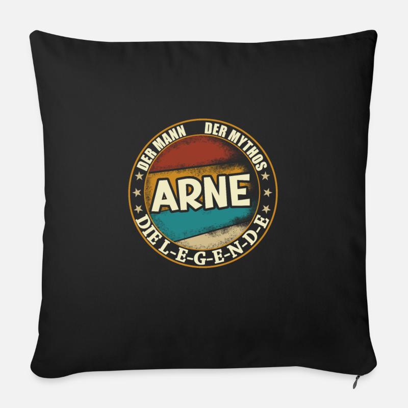 Arne Vorname Name Geburtstag - Sofakissen mit Füllung 45 x 45 cm - Schwarz