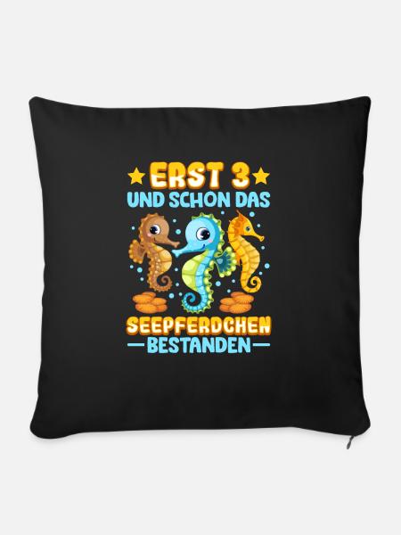 Seepferdchen bestanden - Sofakissen mit Füllung 45 x 45 cm - Schwarz