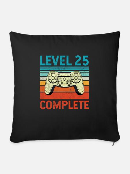 Level 25 Complete - Sofakissen mit Füllung 45 x 45 cm - Schwarz