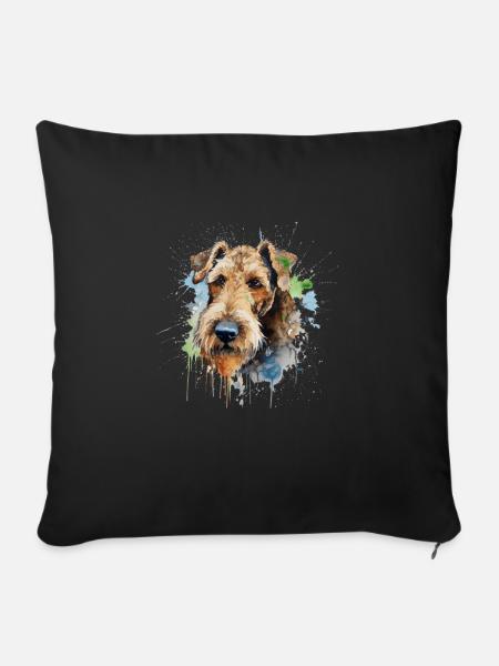 Airedale Terrier - Sofakissen mit Füllung 45 x 45 cm - Schwarz