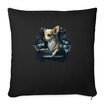 Chihuahua spielt Klavier Piano Klassische Musik - Sofakissen mit Füllung 45 x 45 cm - Schwarz - Vorne