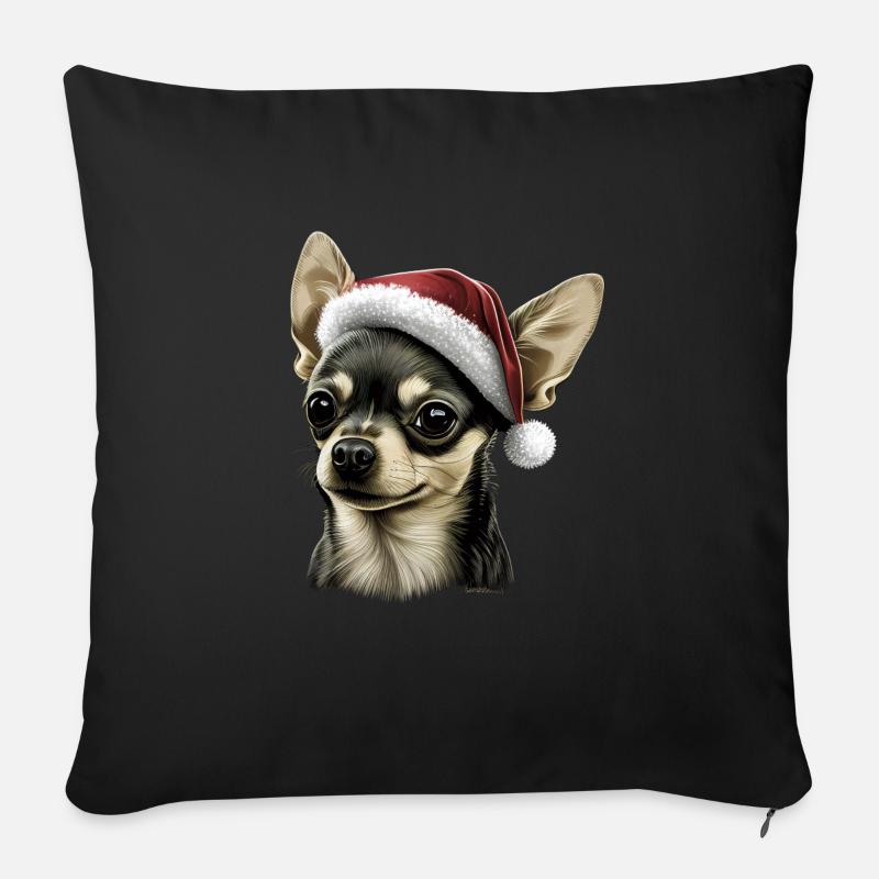Chihuahua | Weihnachten | Weihnachtsbaum | - Sofakissen mit Füllung 45 x 45 cm - Schwarz