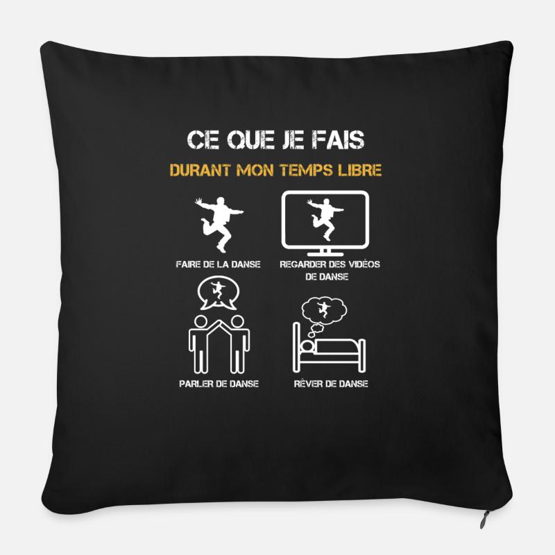 danse temps libre humour - Coussin et housse de 45 x 45 cm - noir