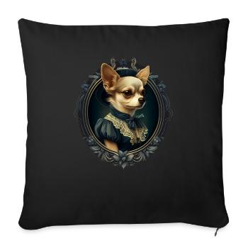 Chihuahua - Dame Anglaise Robe Chien - Coussin et housse de 45 x 45 cm - noir - Devant