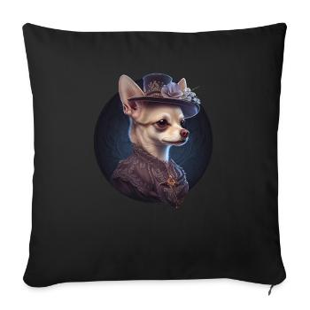 Chihuahua - Dame Anglaise Robe Chien - Coussin et housse de 45 x 45 cm - noir - Devant