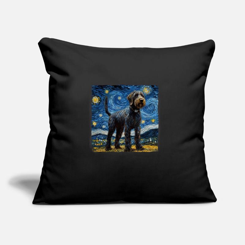 German Wirehaired Pointer Van gogh starry night Sofa pillow with filling 45cm x 45cm