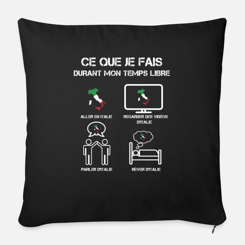 temps libre italie - Coussin et housse de 45 x 45 cm - noir