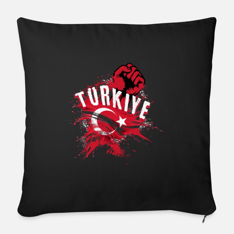 Jeu de couleur du maillot drapeau turc - Coussin et housse de 45 x 45 cm - noir