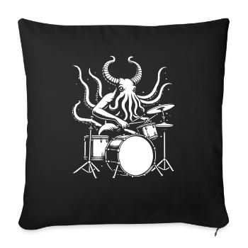 Black Kraken am Schlagzeug - Sofakissen mit Füllung 45 x 45 cm - Schwarz - Vorne