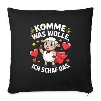 Komme was Wolle, ich Schaf das Landwirt Bauernhof - Sofakissen mit Füllung 45 x 45 cm - Schwarz - Vorne