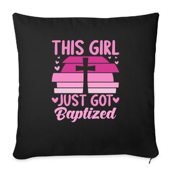 Time for my baptism First Communion - Sofa pillow with filling 45cm x 45cm - black - Front