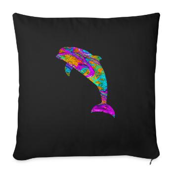 Delphin Geschenk Wassertiere Säugetier Fisch - Sofakissen mit Füllung 45 x 45 cm - Schwarz - Vorne