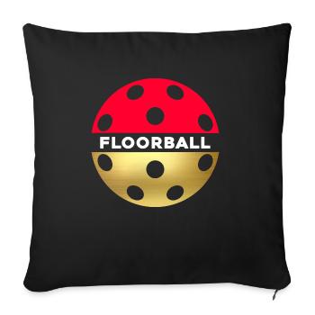 Floorball floorball ball Floorball player - Sofa pillow with filling 45cm x 45cm - black - Front
