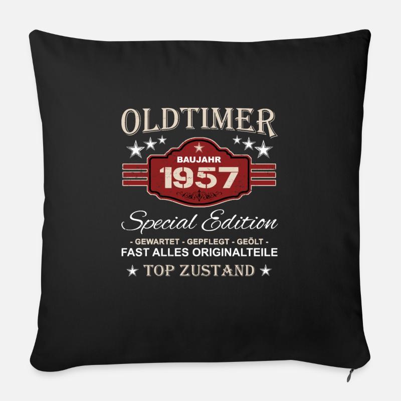 Oldtimer Vintage Baujahr 1957 - Opa 67. Geburtstag - Sofakissen mit Füllung 45 x 45 cm - Schwarz