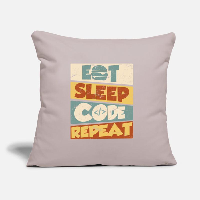 Programmeur développeur IT Spruch Eat Sleep Code Coussin et housse de 45 x 45 cm