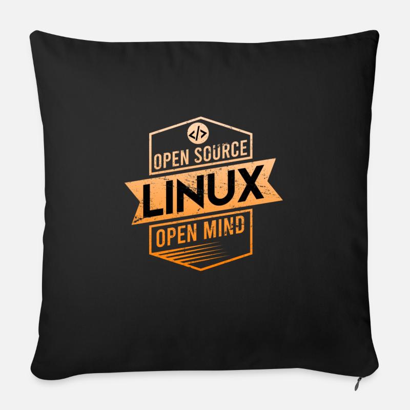 Linux Open Source Open Mind Betriebssystem - Sofakissen mit Füllung 45 x 45 cm - Schwarz