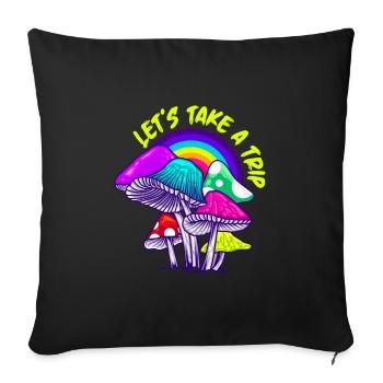LSD Lets take a trip Party Droge Techno - Sofakissen mit Füllung 45 x 45 cm - Schwarz - Vorne