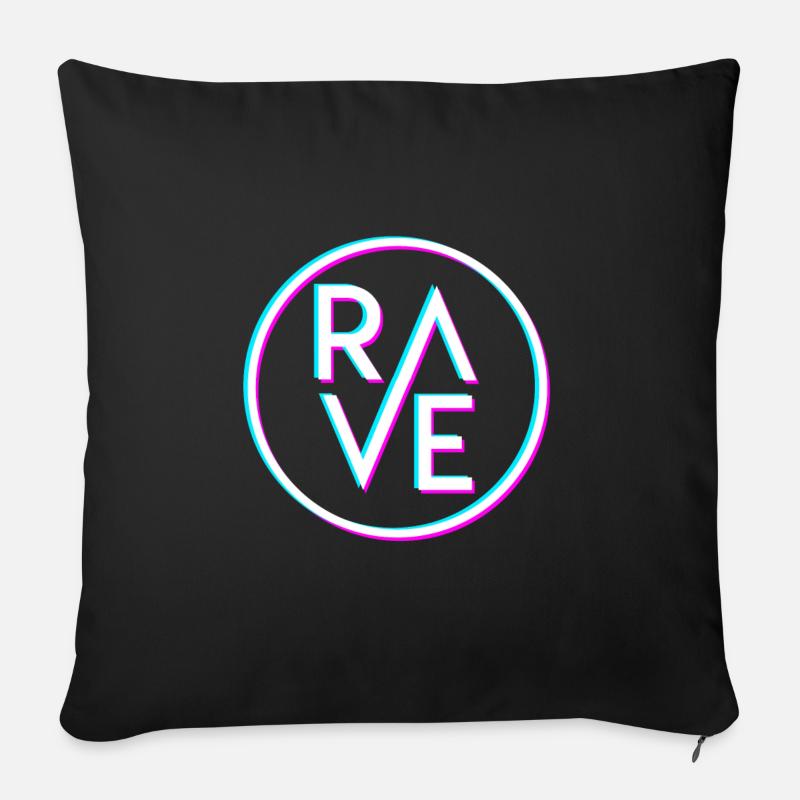 Techno Tekk Raver Rave Geschenk Techno Party - Sofakissen mit Füllung 45 x 45 cm - Schwarz