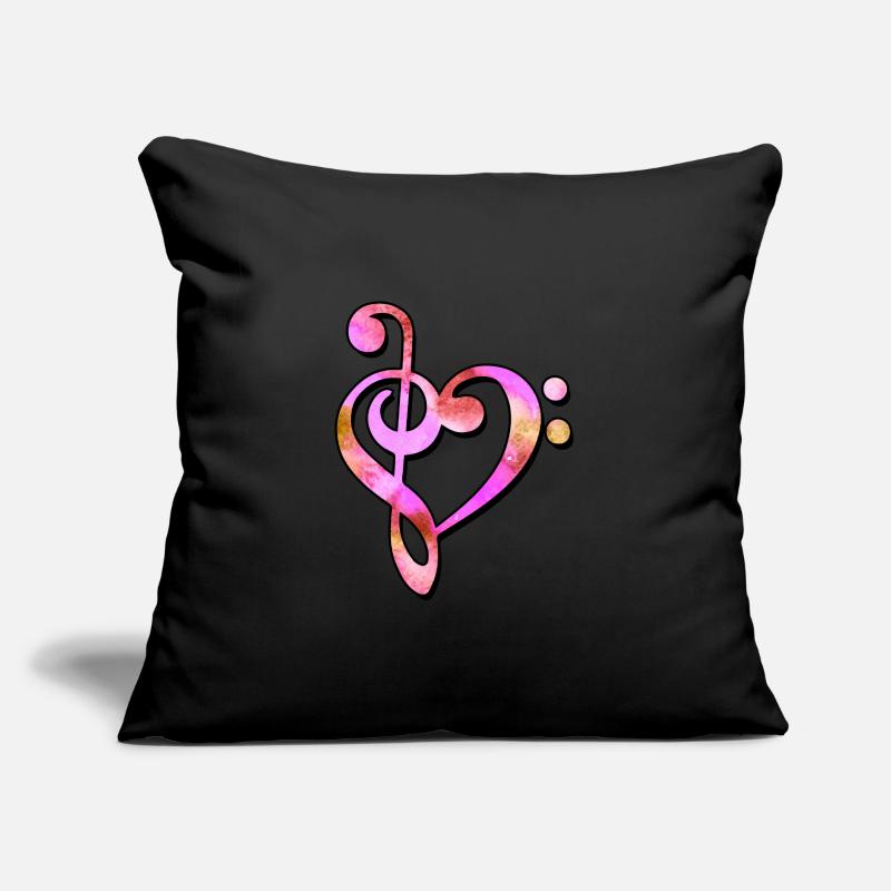 Techno Musique Clé de basse Clé de partition Coussin et housse de 45 x 45 cm