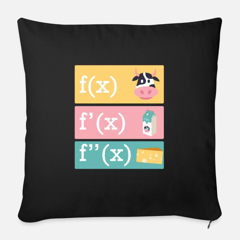 Mathematiker Witz Ableitung der Kuh Milch Käse - Sofakissen mit Füllung 45 x 45 cm - Schwarz