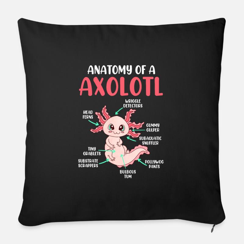 Axolotl Anatomie eines Axolotl - Sofakissen mit Füllung 45 x 45 cm - Schwarz