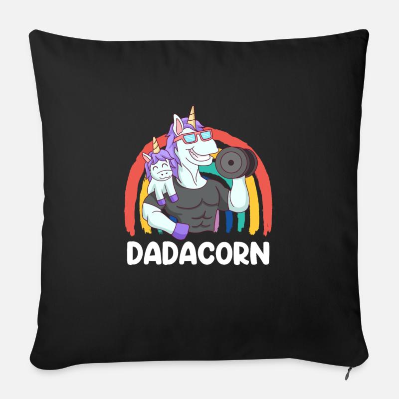 Papa Tochter werdender Papa Bodybuilder Dadacorn - Sofakissen mit Füllung 45 x 45 cm - Schwarz