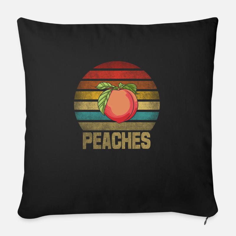 Peach Peaches Fruit Retro Sunset - Sofakissen mit Füllung 45 x 45 cm - Schwarz