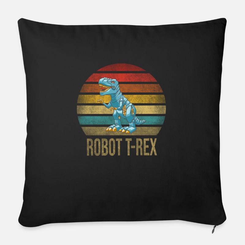 T Rex Dinosaur T-Rex Robot Dino Robo-Rex - Sofakissen mit Füllung 45 x 45 cm - Schwarz