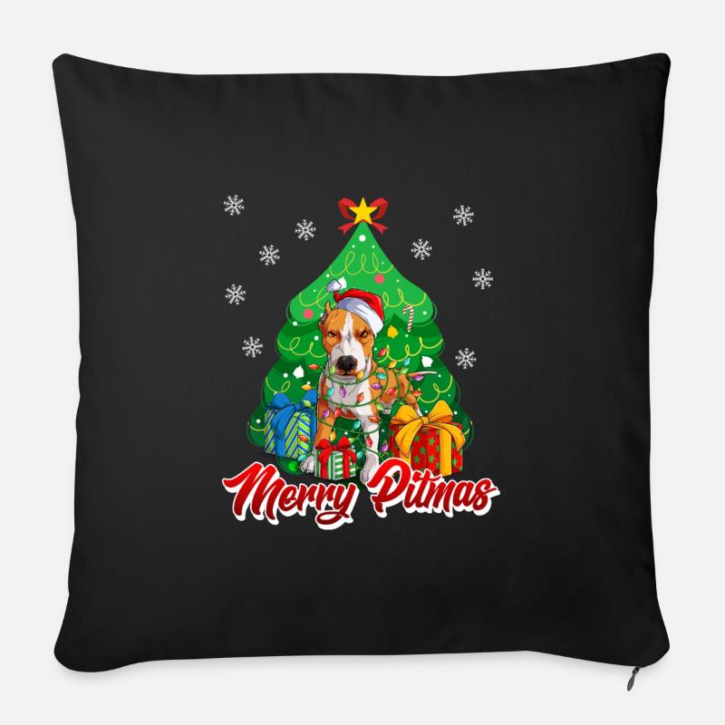 Merry Pitmas Pitbull Weihnachten Stefford - Sofakissen mit Füllung 45 x 45 cm - Schwarz