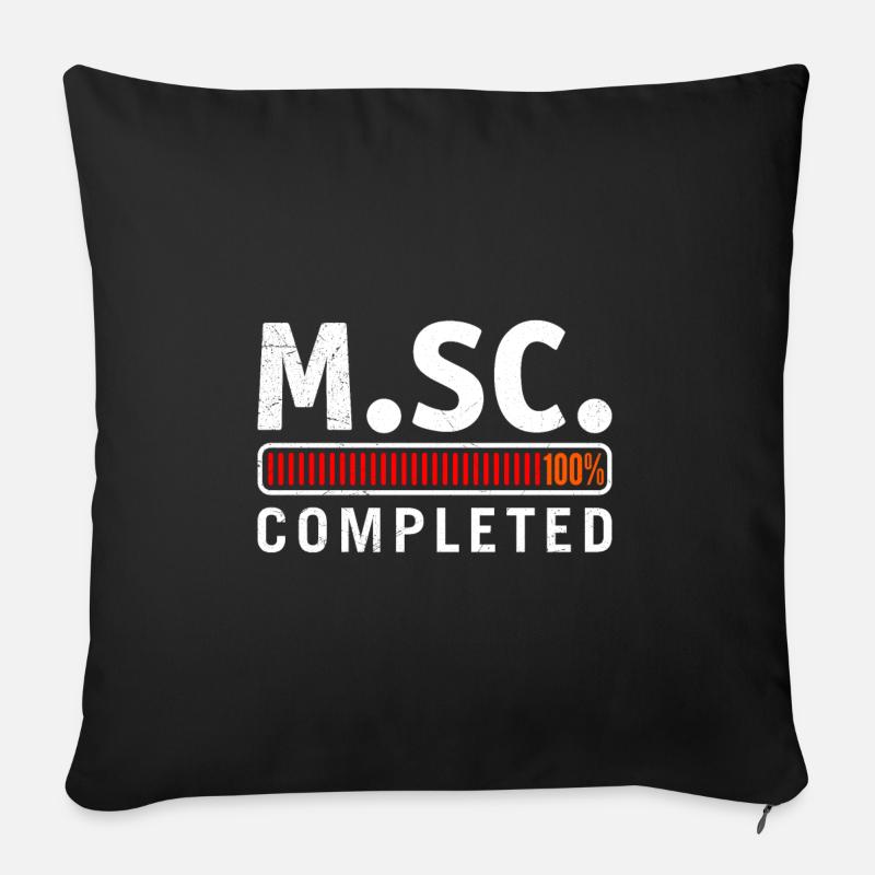 M.Sc completed Master Abschluss Master of Science - Sofakissen mit Füllung 45 x 45 cm - Schwarz