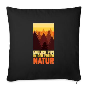 Bergsteiger lustig Peeing outside Naturburschen - Sofakissen mit Füllung 45 x 45 cm - Schwarz - Vorne