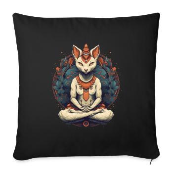 Chat de yoga - Coussin et housse de 45 x 45 cm - noir - Devant