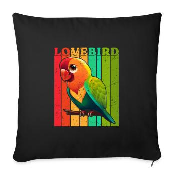 Lovebirds, bird lovers, parrots, love birds - Sofa pillow with filling 45cm x 45cm - black - Front