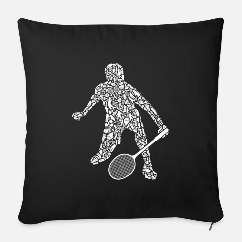 Joueurs de badminton Badminton Garçons - Coussin et housse de 45 x 45 cm - noir