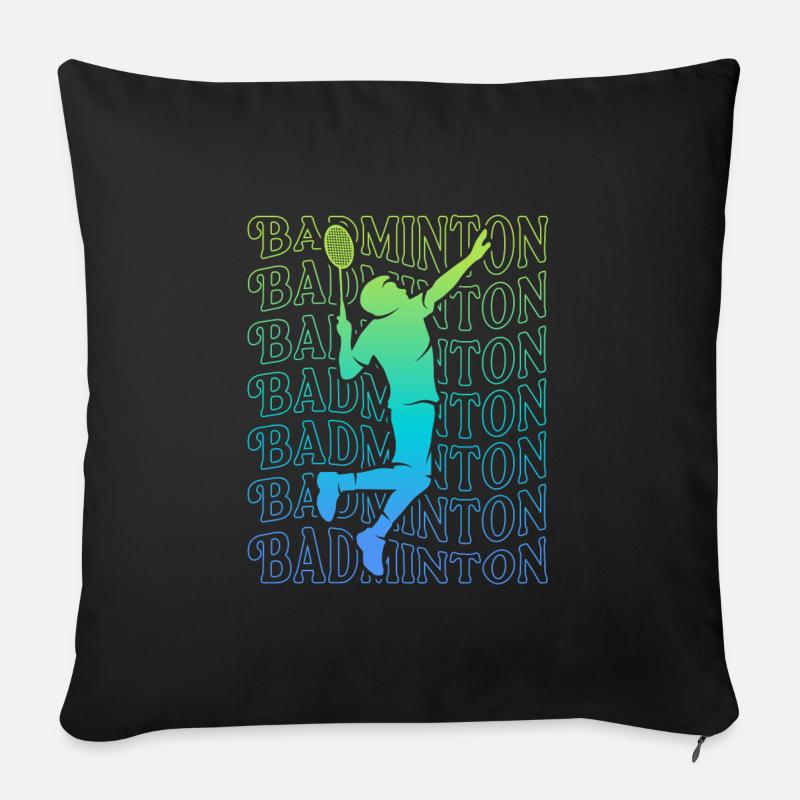 Joueurs de badminton Badminton Badminton Garçons - Coussin et housse de 45 x 45 cm - noir