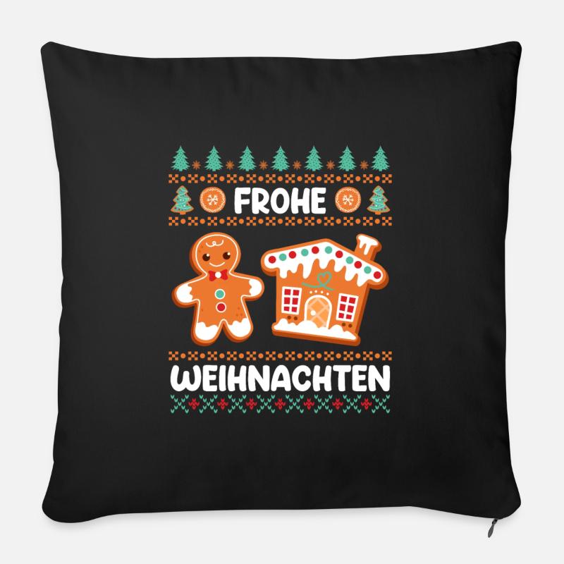 Frohe Weihnacht Lebkuchengebäck Lebkuchenmann - Sofakissen mit Füllung 45 x 45 cm - Schwarz