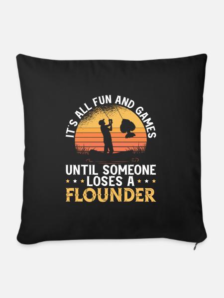 Flunder Fishing Fischfänger Sommerflunder - Sofakissen mit Füllung 45 x 45 cm - Schwarz