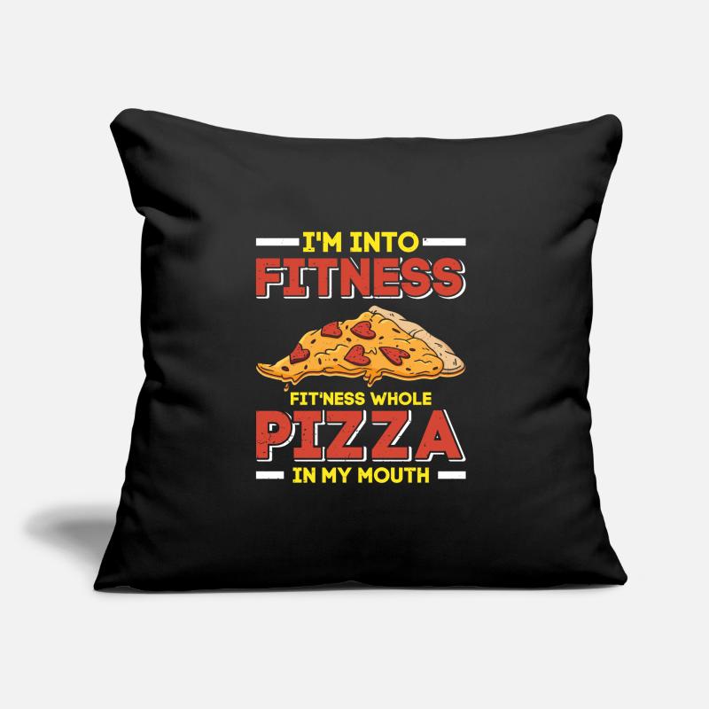 Cuisson de pizzas Je suis dans la forme physique Pizza entière dans la bouche Coussin et housse de 45 x 45 cm
