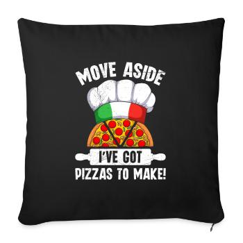 Pizzaïolo faire de la place Je dois faire de la pizza - Coussin et housse de 45 x 45 cm - noir - Devant