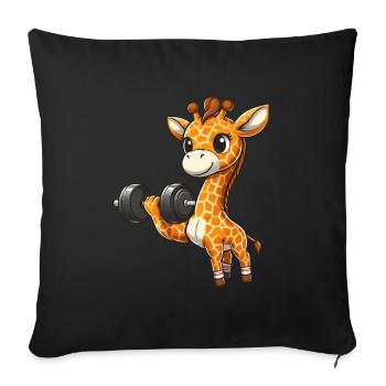 Giraffe Bench Press Workout - Sofa pillow with filling 45cm x 45cm - black - Front