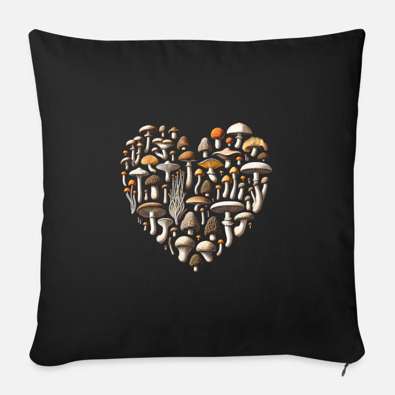 Cueilleur de champignons coeur de champignon - Coussin et housse de 45 x 45 cm - noir