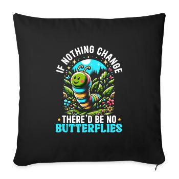 Chenille de papillon ver mignon - Coussin et housse de 45 x 45 cm - noir - Devant